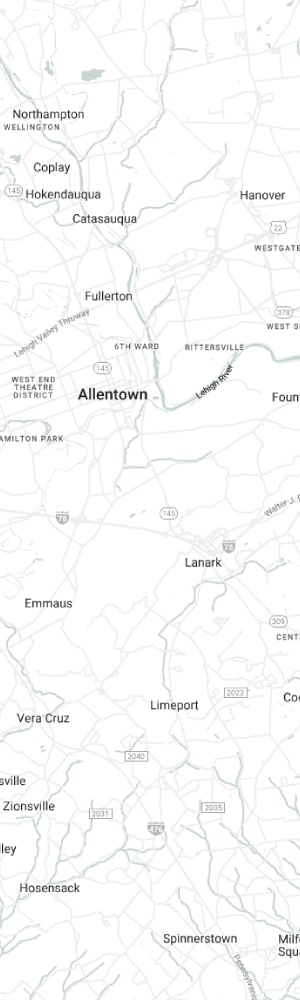 Our Allentown SEO Company with a grey scale map of Allentown, PA