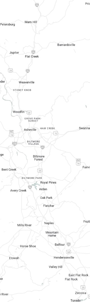Our Asheville SEO Company with a grey scale map of Asheville, NC