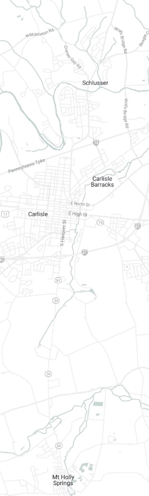 Our Carlisle SEO Company with a grey scale map of Carlisle, PA