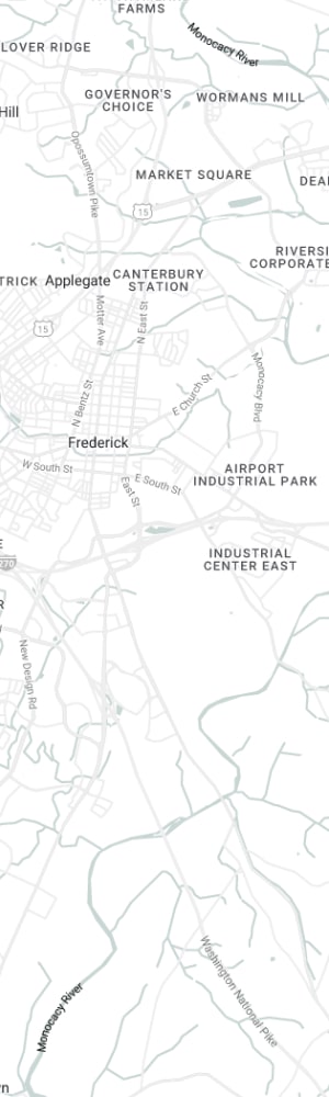 Our Frederick SEO Company with a grey scale map of Frederick, MD