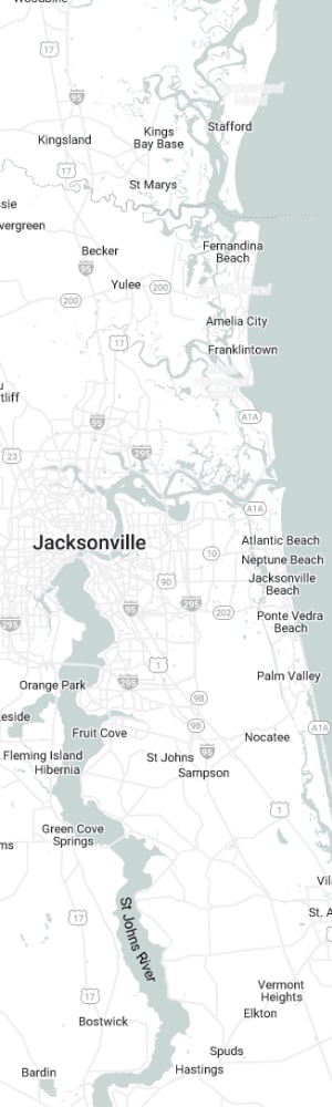 Our Jacksonville SEO Company with a grey scale map of Jacksonville, FL