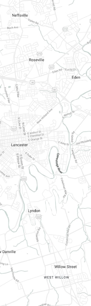 Our Lancaster SEO Company with a grey scale map of Lancaster, PA