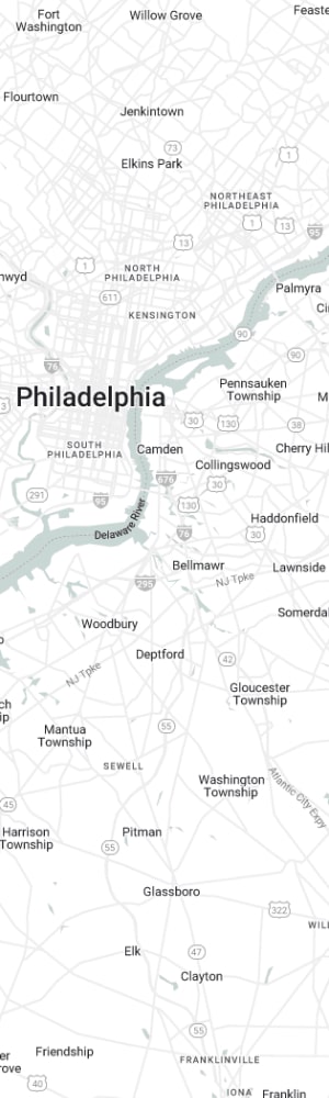 Our Philadelphia SEO Company with a grey scale map of Philadelphia, PA
