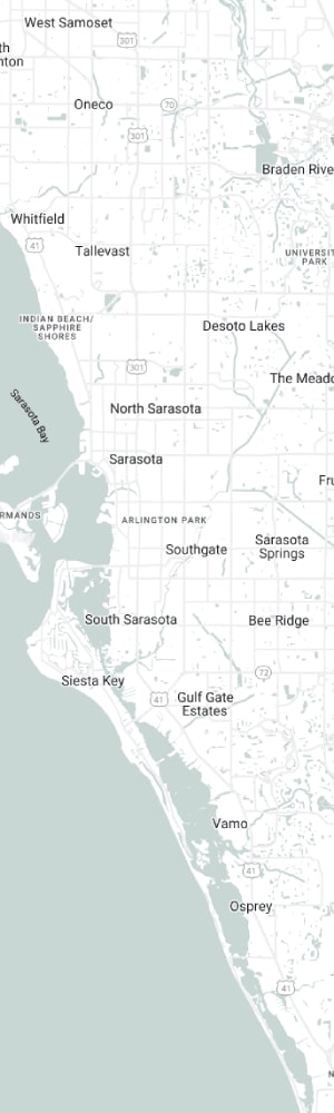 Our Sarasota SEO Company with a grey scale map of Sarasota, FL