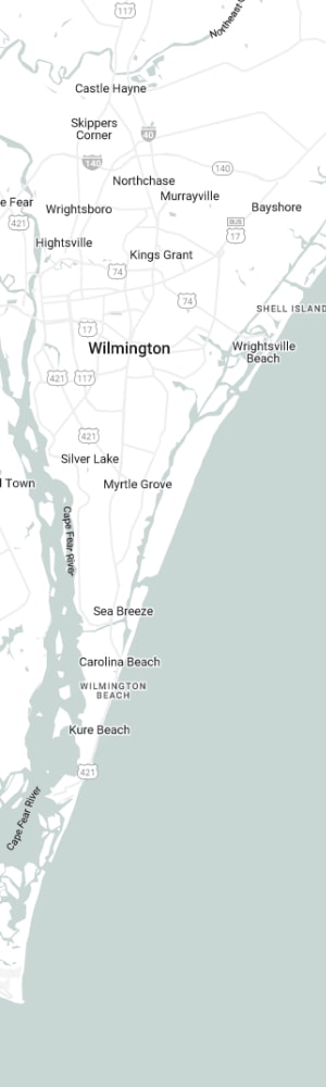 Our Wilmington SEO Company with a grey scale map of Wilmington, NC