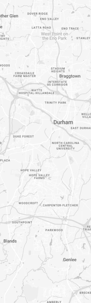 Our Durham SEO Company with a grey scale map of Durham, NC