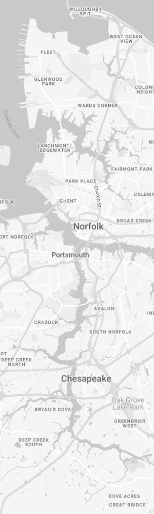 Our Norfolk SEO Company with a grey scale map of Norfolk, VA
