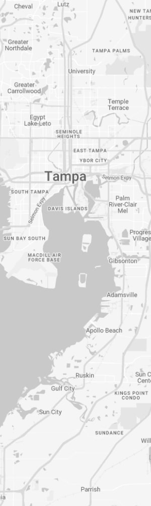 Our Tampa SEO Company with a grey scale map of Tampa, FL