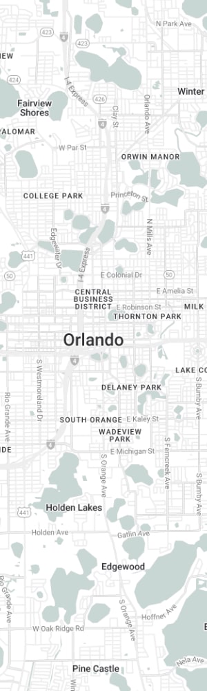 Our Orlando SEO Company with a grey scale map of Orlando, FL