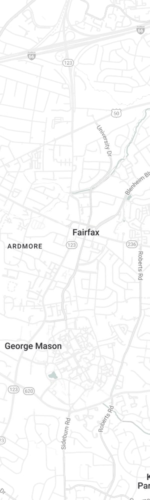 The location of a Fairfax SEO Company with a grey scale map of Fairfax, VA