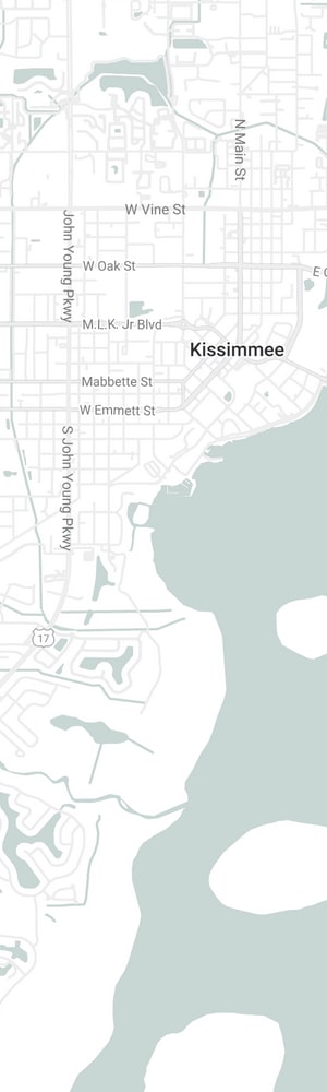 The location of a Kissimmee SEO Company with a grey scale map of Kissimmee, FL